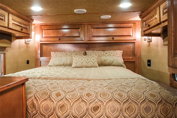 Inside Living Bed Room Merhow in Mile High Trailers